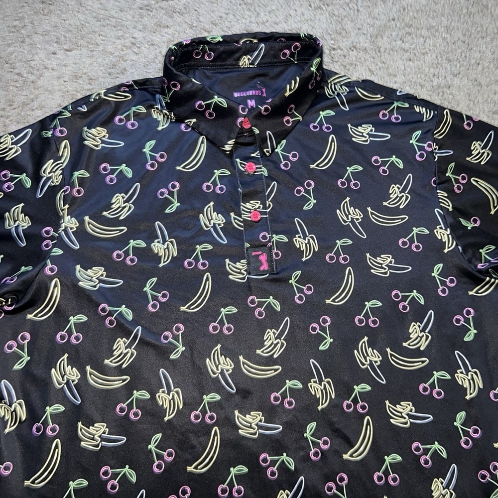 Bogey Bros Play Bad Look Good Banana Print Stretch Polo Shirt Men's L